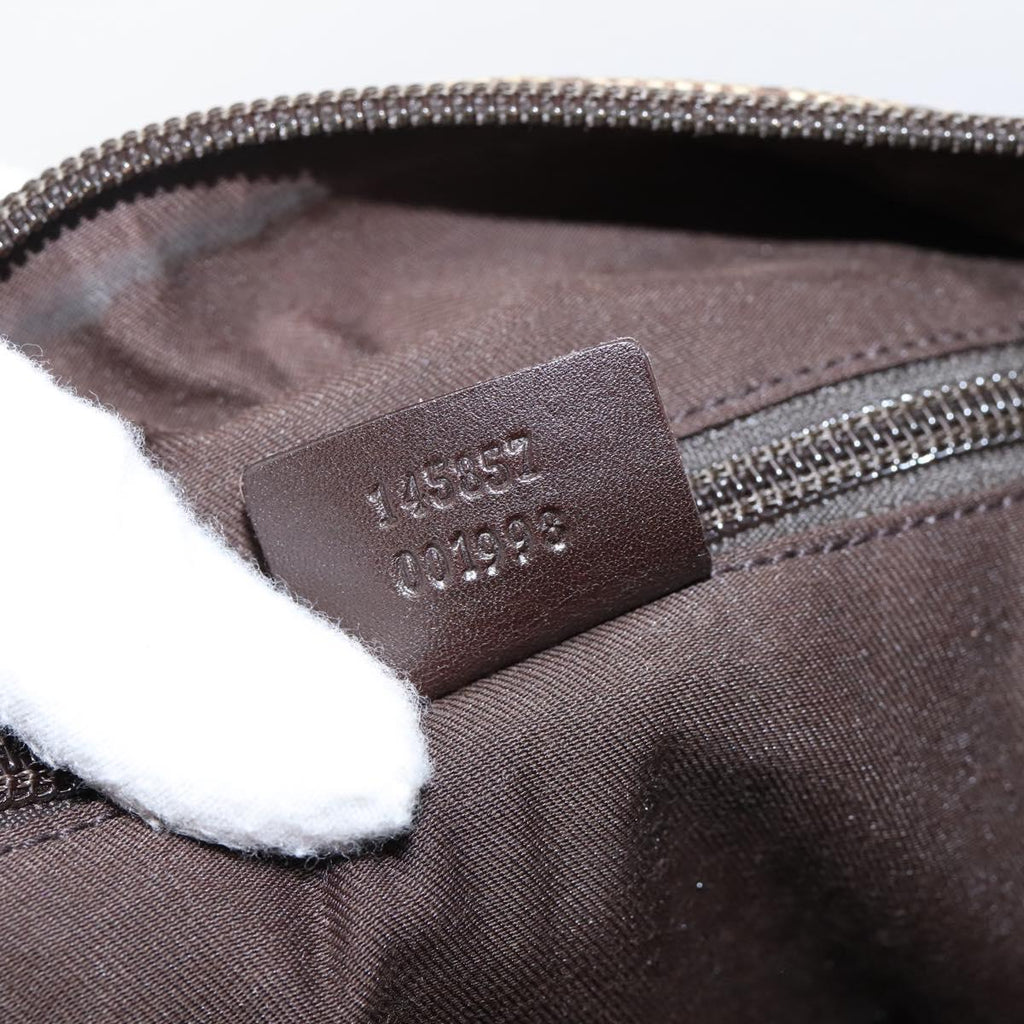 GUCCI GG Canvas Shoulder Bag Beige Silver 145857 Auth ep16158