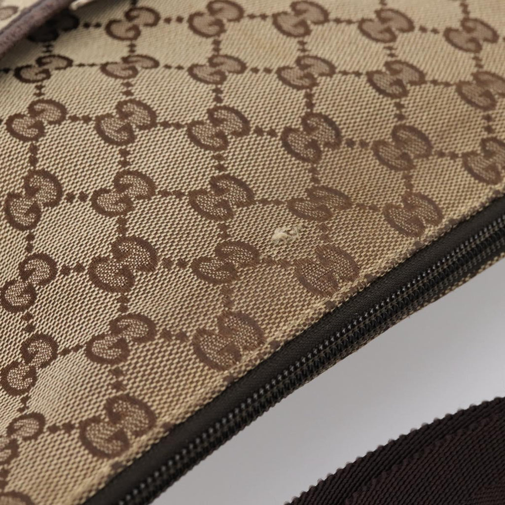 GUCCI GG Canvas Shoulder Bag Beige Silver 145857 Auth ep16158