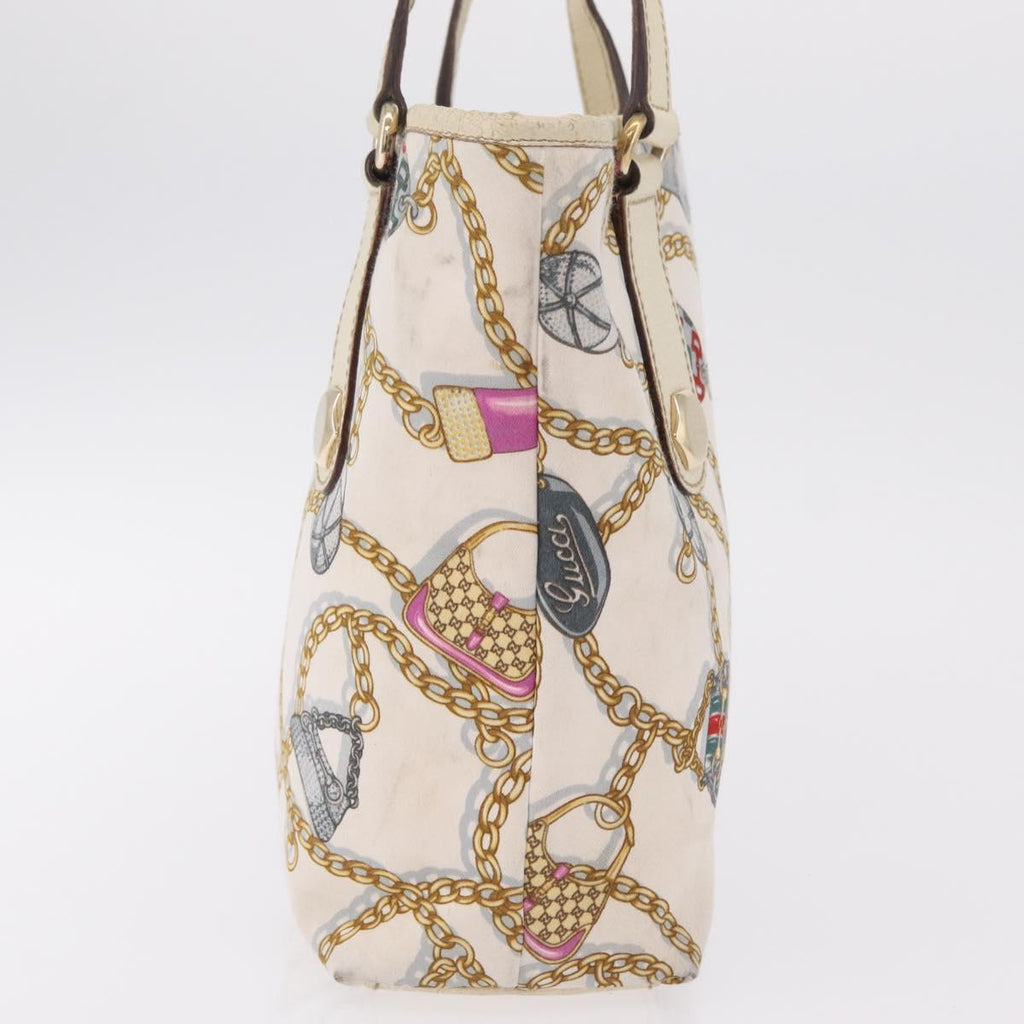 GUCCI Tote Bag Satin White Gold 153361 Auth ep16297