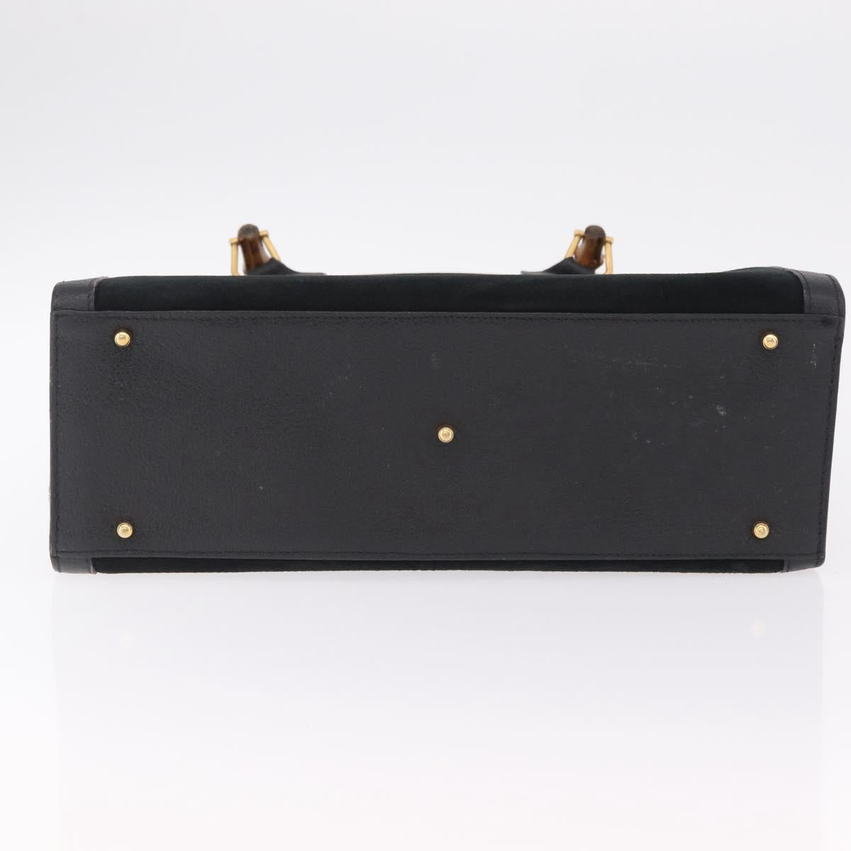 GUCCI Bamboo Hand Bag Suede Black Gold 002 123 0260 Auth ep16341