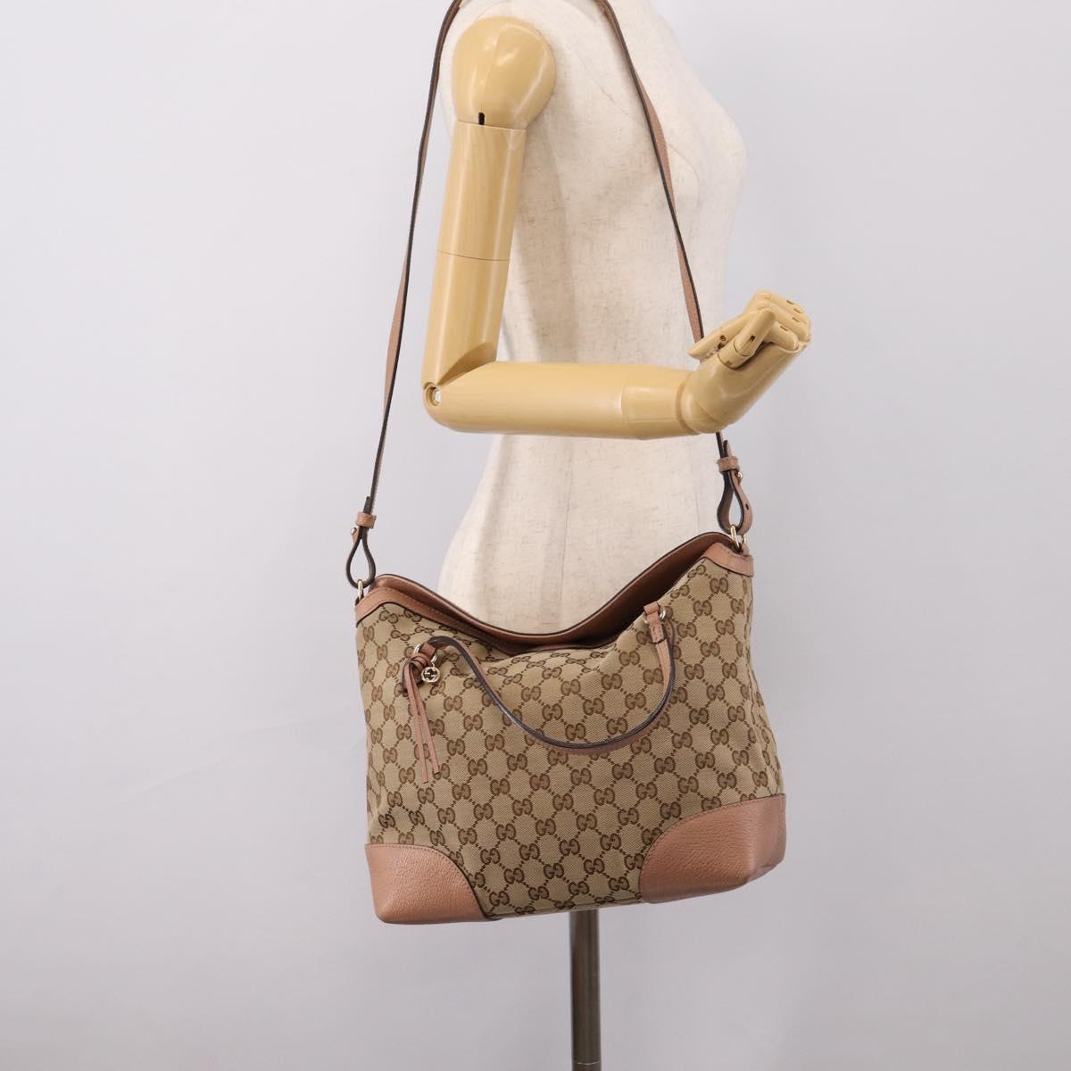 GUCCI GG Canvas Hand Bag 2way Beige Gold 353120 Auth ep16353