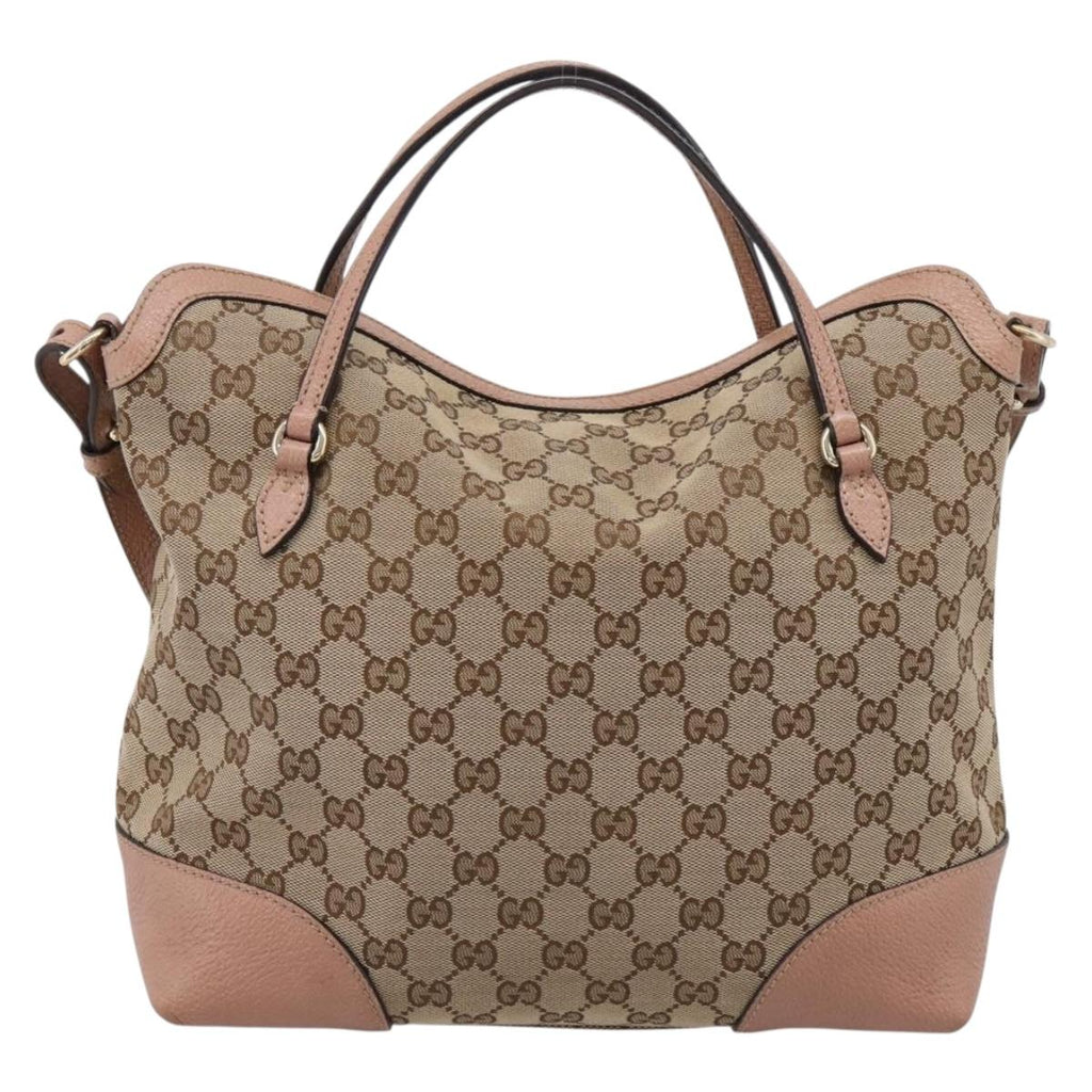 GUCCI GG Canvas Hand Bag 2way Beige Gold 353120 Auth ep16353
