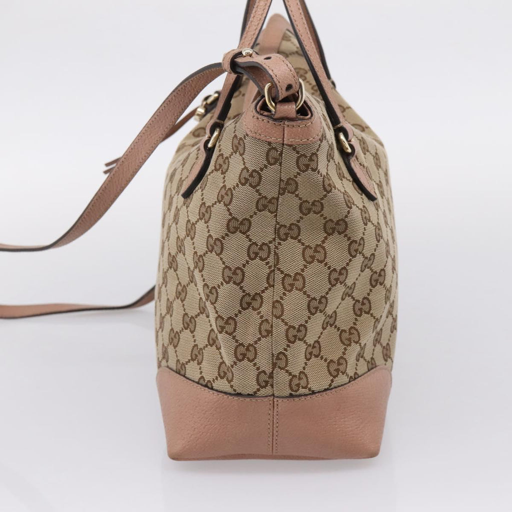 GUCCI GG Canvas Hand Bag 2way Beige Gold 353120 Auth ep16353