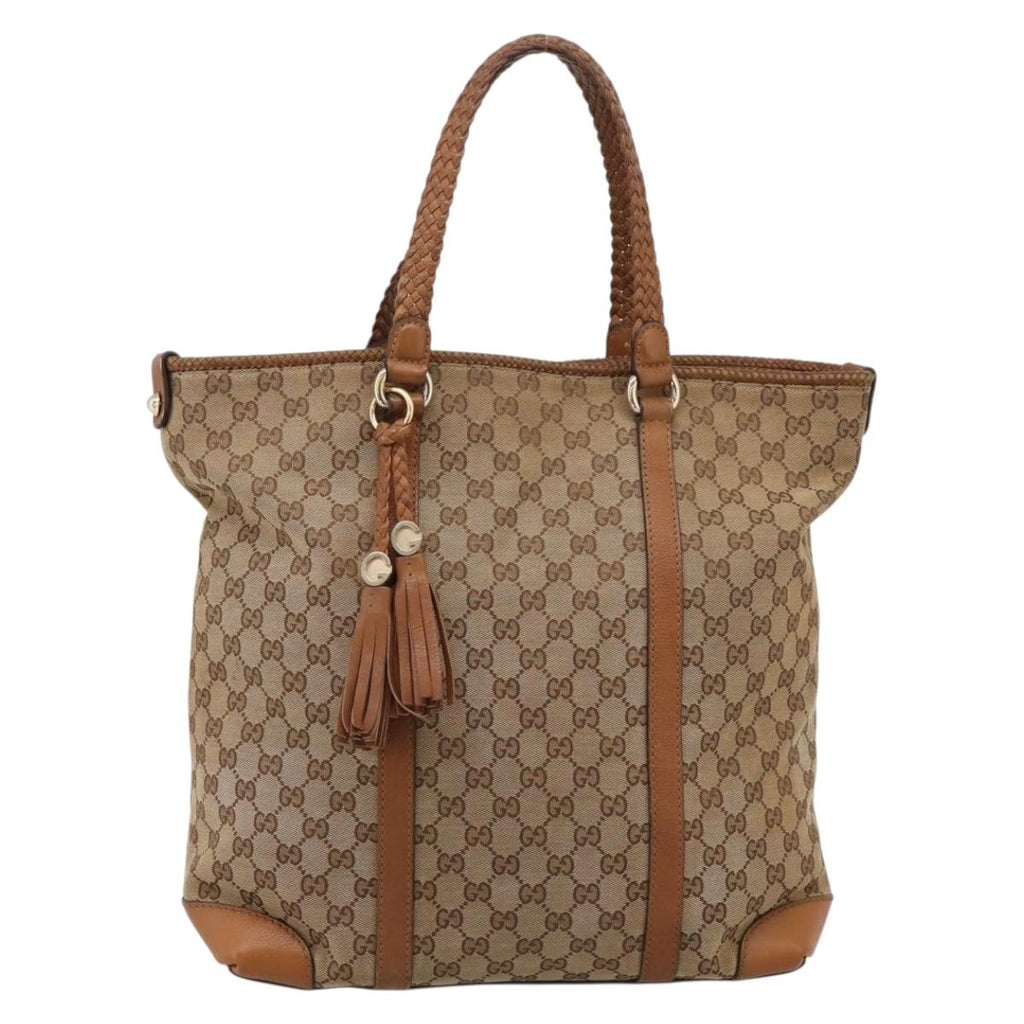 GUCCI GG Canvas Tote Bag Beige Gold 257031 Auth ep16406