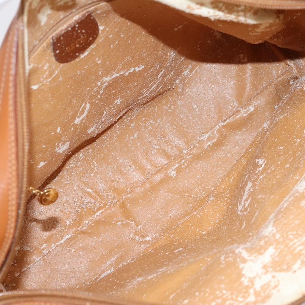GUCCI Bamboo Shoulder Bag Leather Brown Gold Auth ep16426