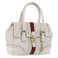 GUCCI GG Supreme Sherry Line Hand Bag PVC White Gold Auth ep16430A