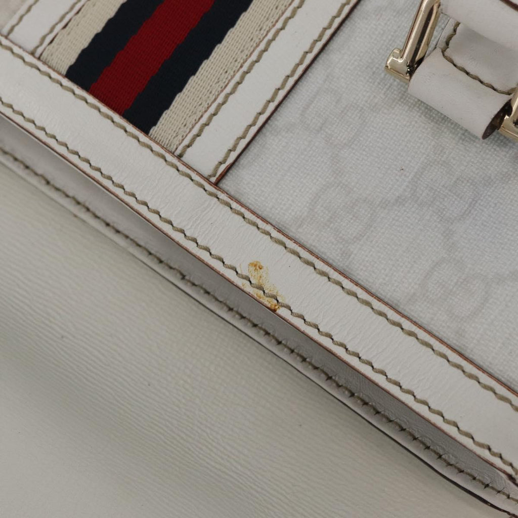 GUCCI GG Supreme Sherry Line Hand Bag PVC White Gold Auth ep16430A