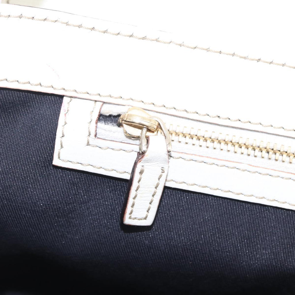 GUCCI GG Supreme Sherry Line Hand Bag PVC White Gold Auth ep16430A