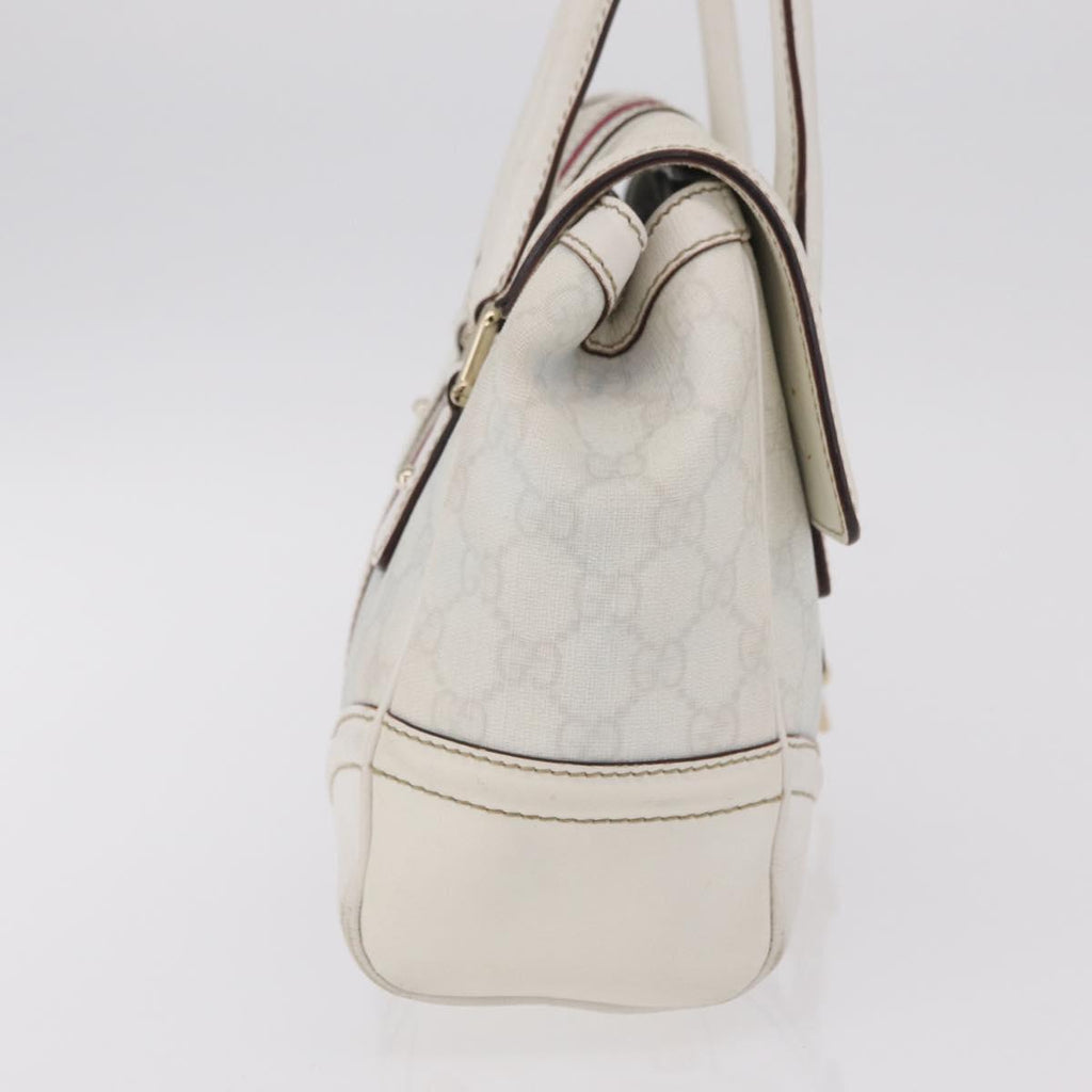 GUCCI GG Supreme Sherry Line Hand Bag PVC White Gold Auth ep16430A