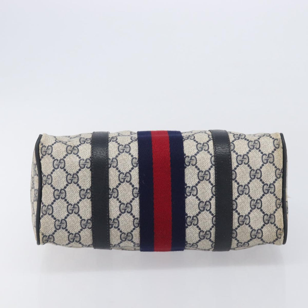 GUCCI GG Canvas Sherry Line Hand Bag Navy Gold 39 012 3841 Auth ep16475