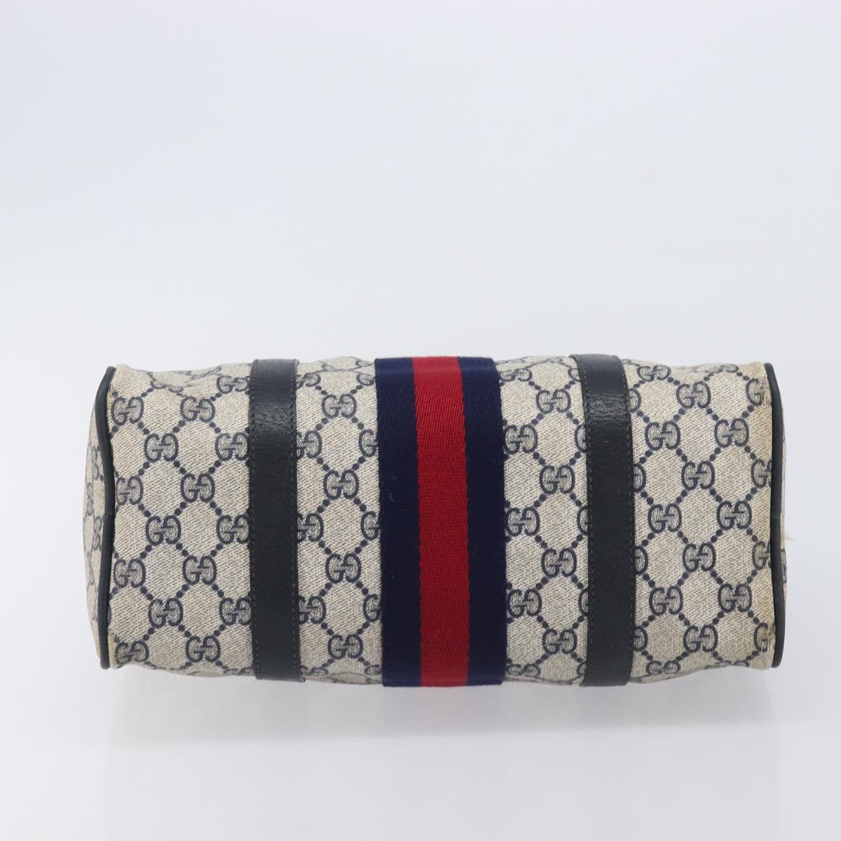 GUCCI GG Canvas Sherry Line Hand Bag Navy Gold 39 012 3841 Auth ep16475
