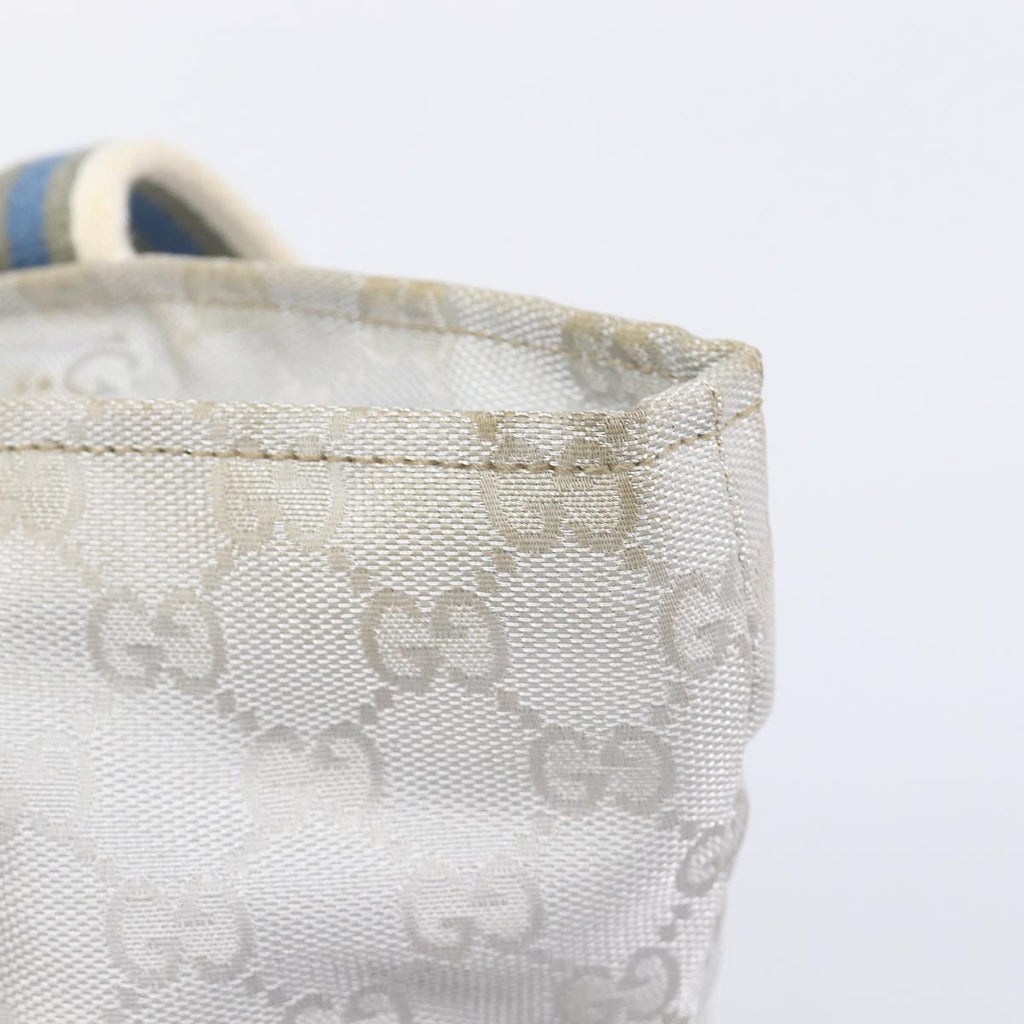 GUCCI GG Canvas Web Sherry Line Hand Bag Silver 131228 Auth ep16492