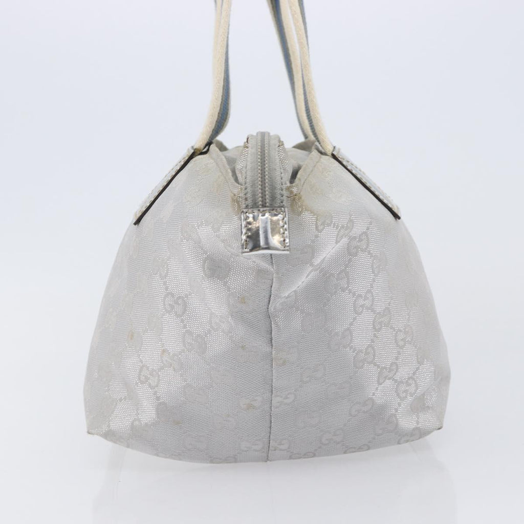 GUCCI GG Canvas Web Sherry Line Hand Bag Silver 131228 Auth ep16492