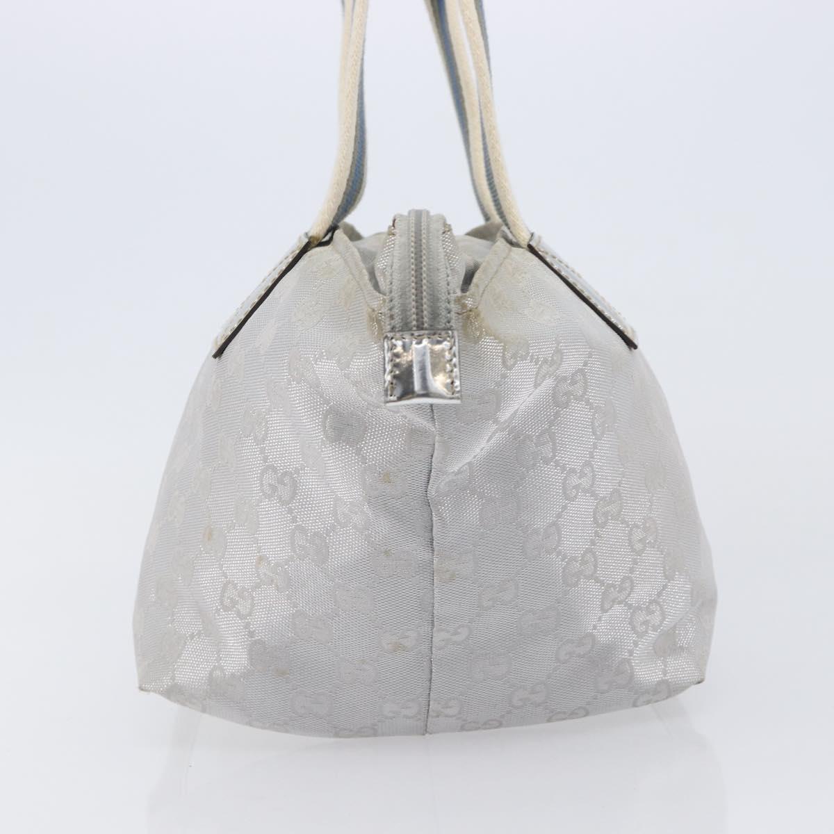 GUCCI GG Canvas Web Sherry Line Hand Bag Silver 131228 Auth ep16492