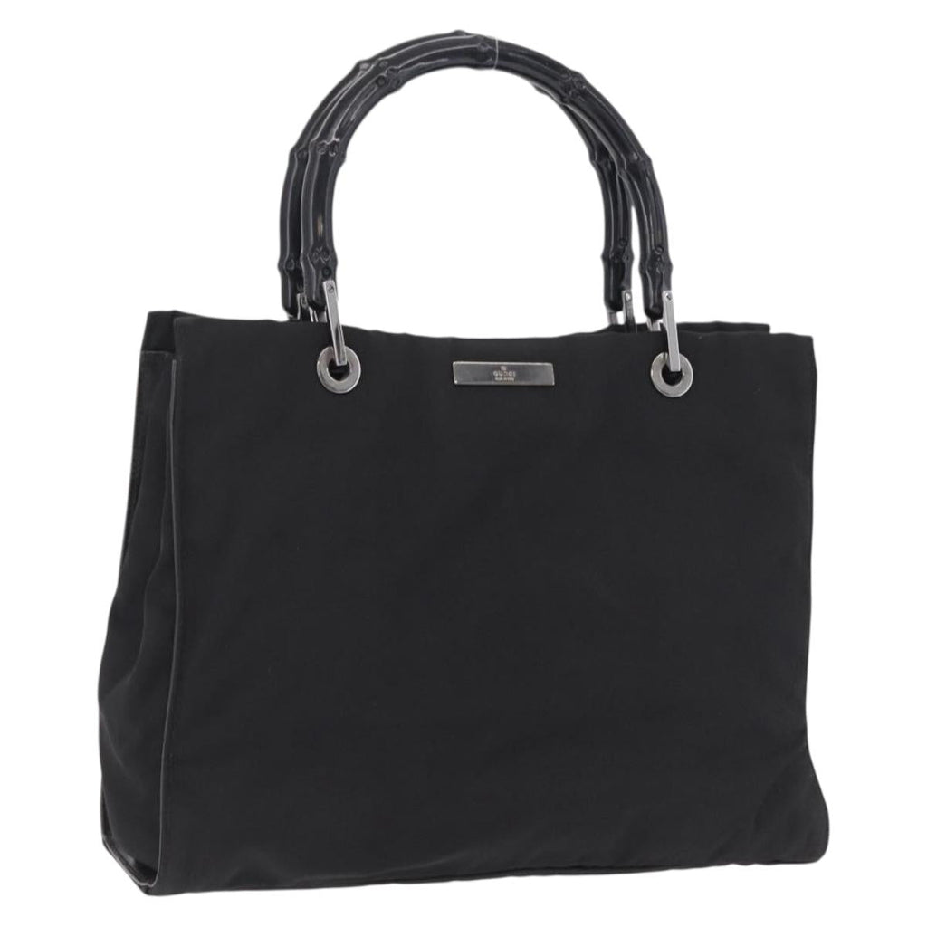 GUCCI Bamboo Tote Bag Nylon Black Silver 002 1016 Auth ep16523
