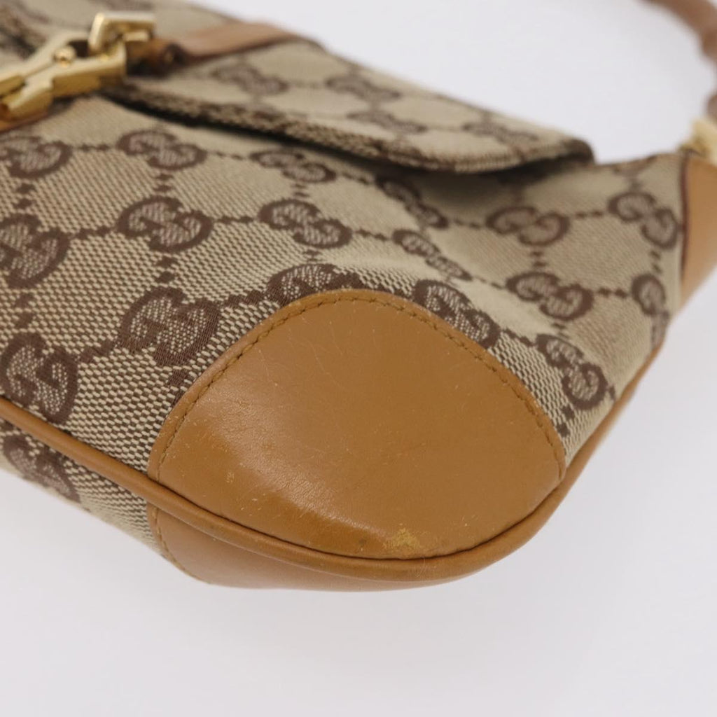 GUCCI GG Canvas Bamboo Jackie Hand Bag Beige Gold Tone 005 0811 Auth ep16573V
