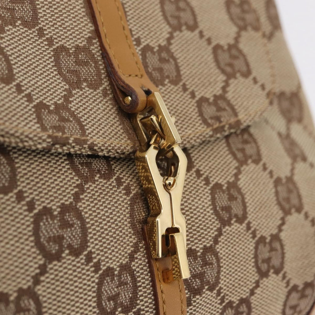 GUCCI GG Canvas Bamboo Jackie Hand Bag Beige Gold Tone 005 0811 Auth ep16573V
