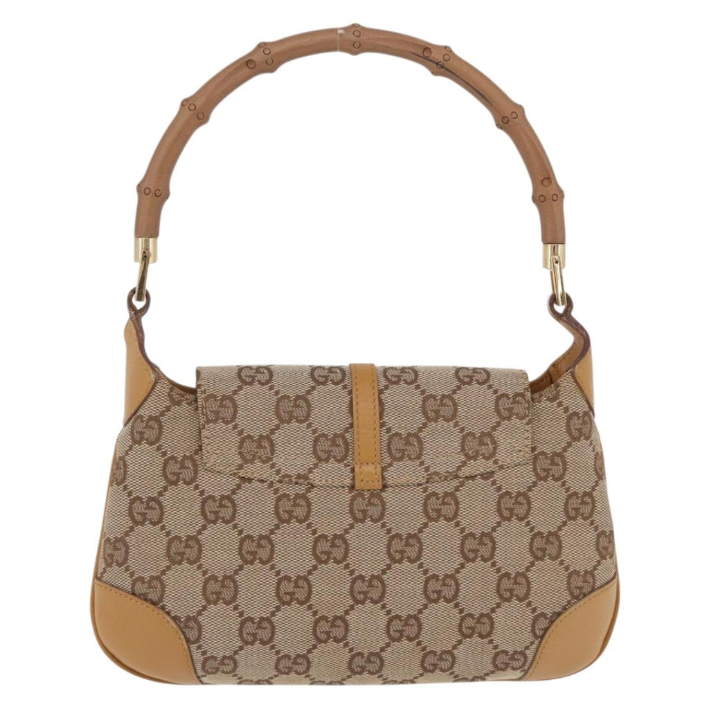 GUCCI GG Canvas Bamboo Jackie Hand Bag Beige Gold Tone 005 0811 Auth ep16573V