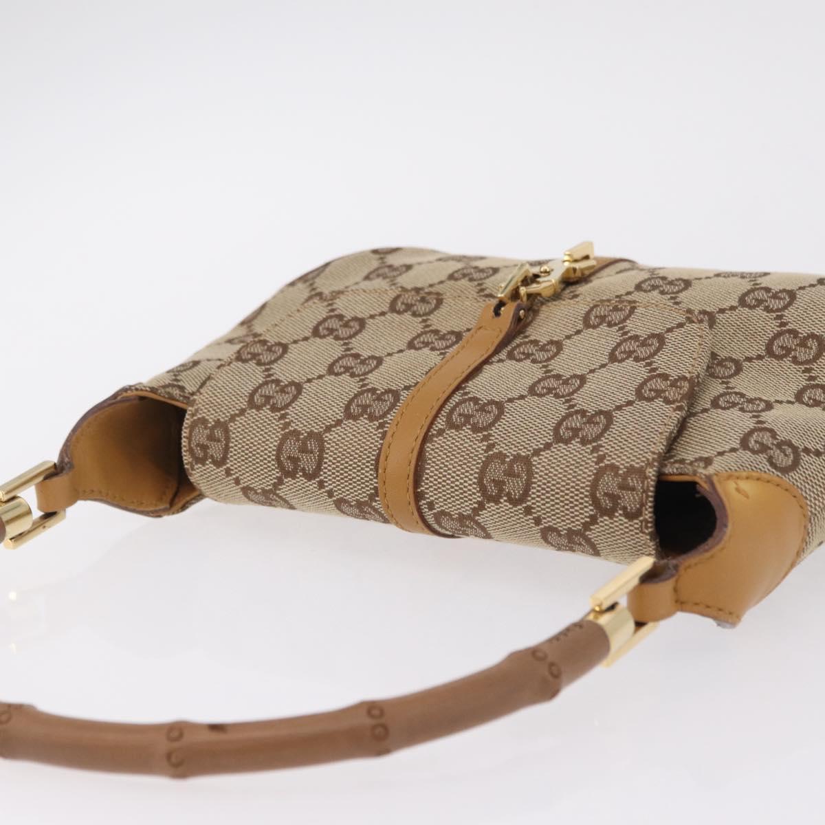 GUCCI GG Canvas Bamboo Jackie Hand Bag Beige Gold Tone 005 0811 Auth ep16573V