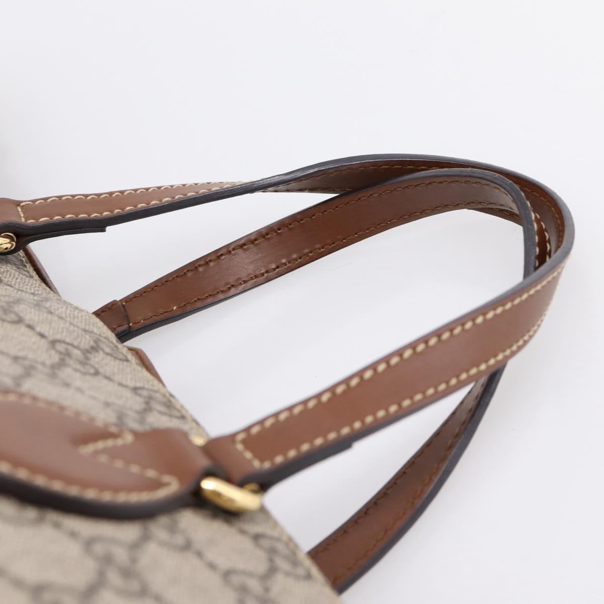GUCCI GG Supreme Hand Bag PVC 2way Beige Gold Tone 453705 Auth ep16574M