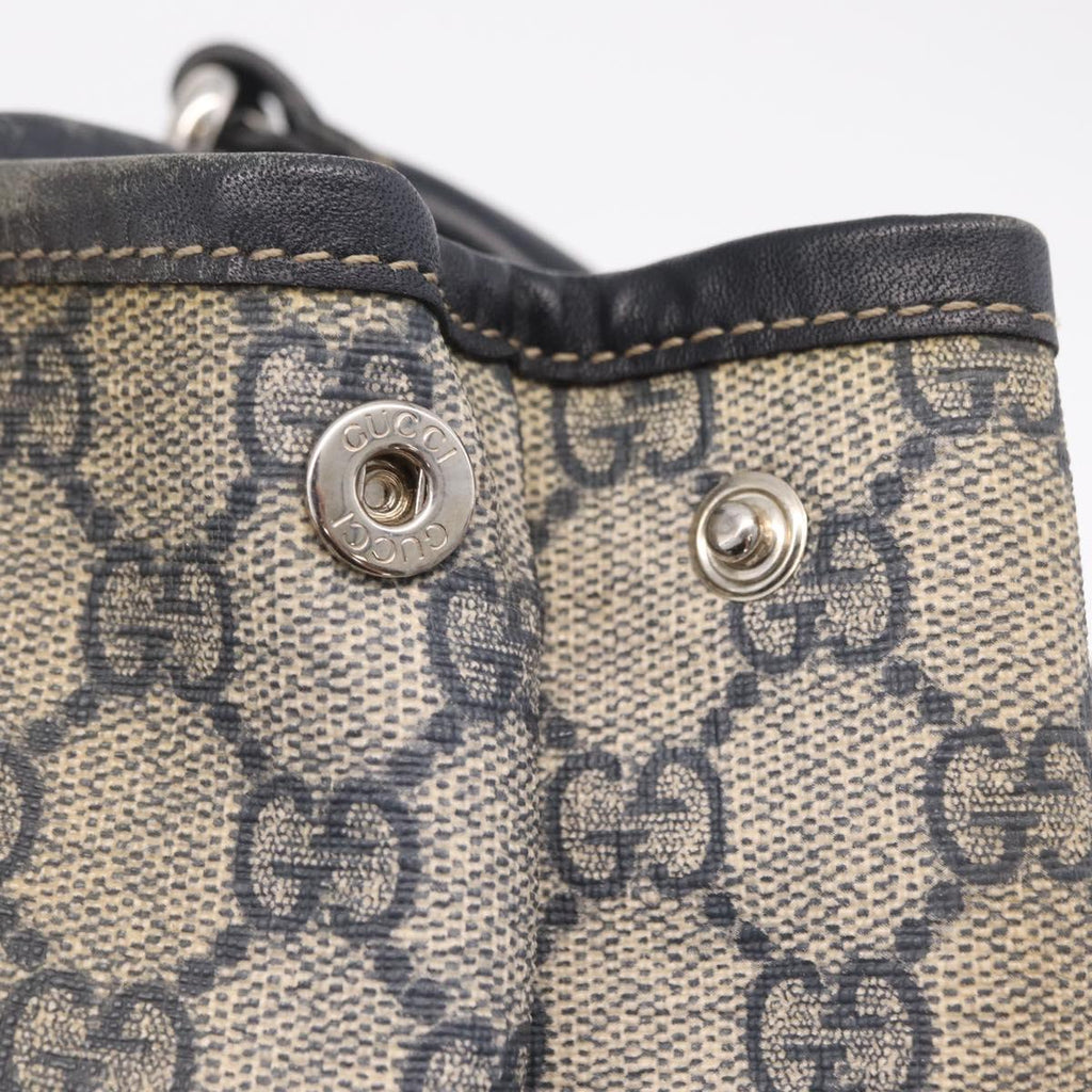 GUCCI GG Supreme Tote Bag PVC Navy Silver 223668 Auth ep16593A