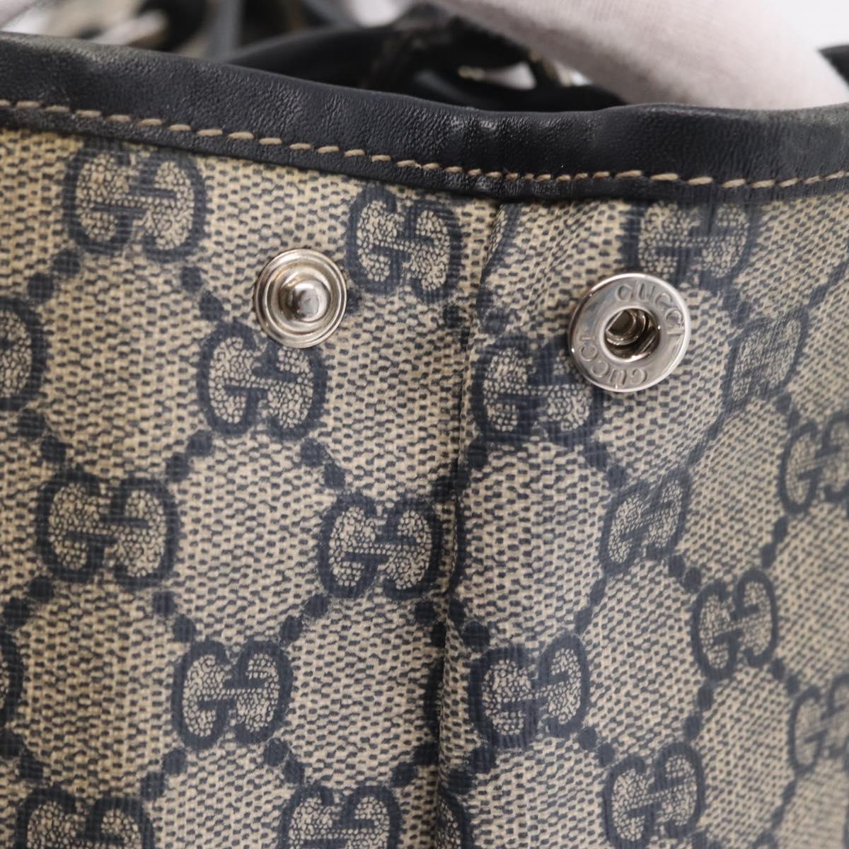 GUCCI GG Supreme Tote Bag PVC Navy Silver 223668 Auth ep16593A