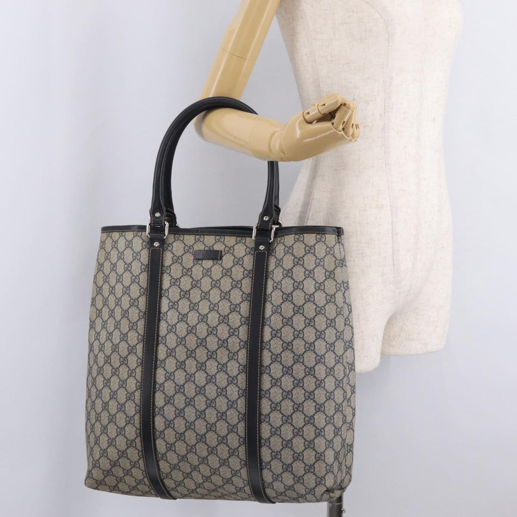 GUCCI GG Supreme Tote Bag PVC Navy Silver 223668 Auth ep16593A
