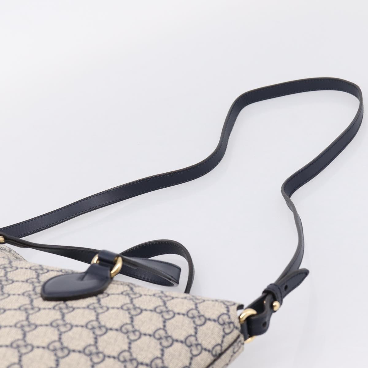 GUCCI GG Supreme Hand Bag PVC 2way Navy Gold Tone 429147 Auth ep16618V