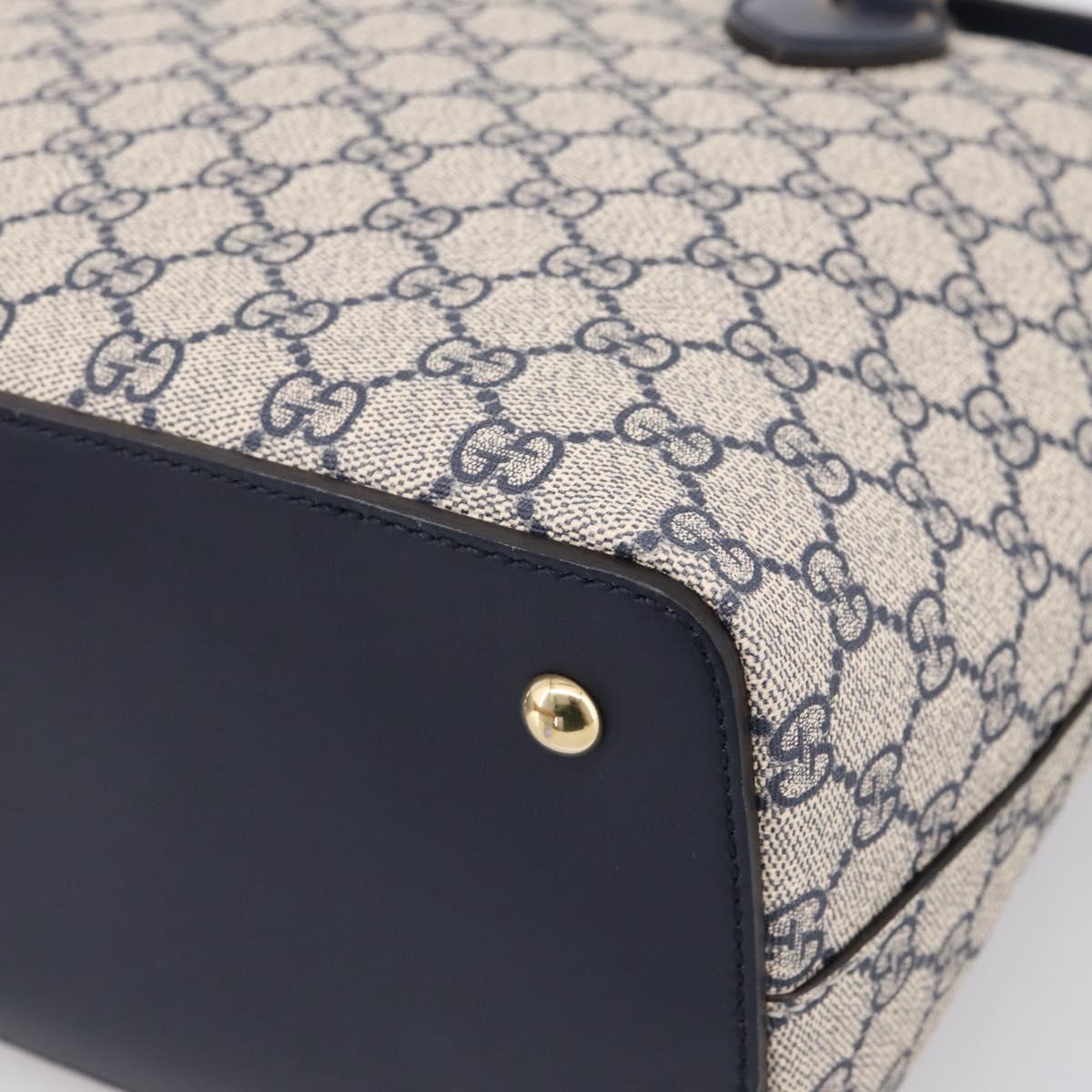 GUCCI GG Supreme Hand Bag PVC 2way Navy Gold Tone 429147 Auth ep16618V