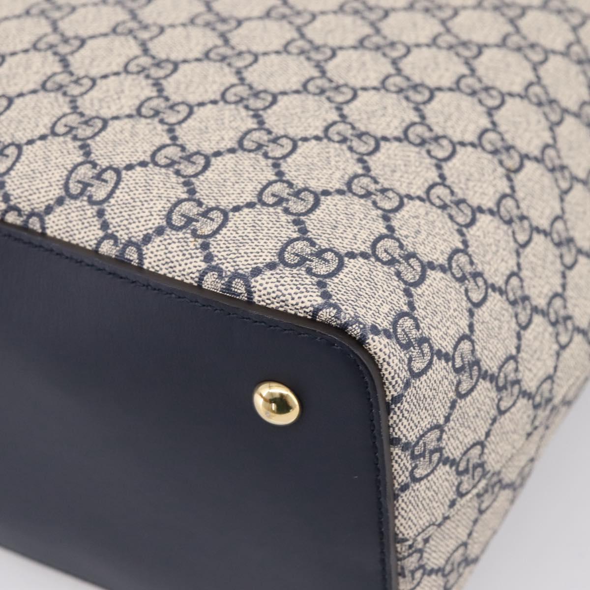 GUCCI GG Supreme Hand Bag PVC 2way Navy Gold Tone 429147 Auth ep16618V