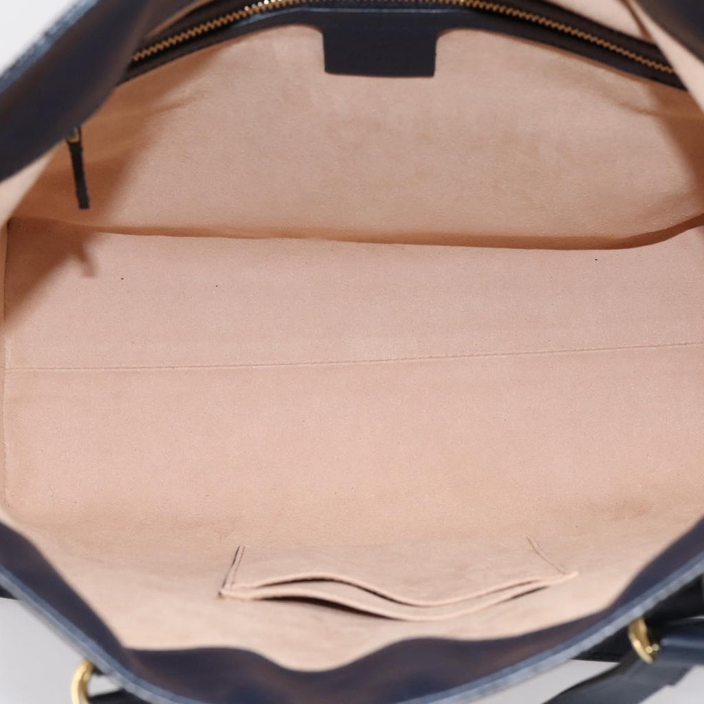 GUCCI GG Supreme Hand Bag PVC 2way Navy Gold Tone 429147 Auth ep16618V
