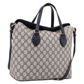 GUCCI GG Supreme Hand Bag PVC 2way Navy Gold Tone 429147 Auth ep16618V