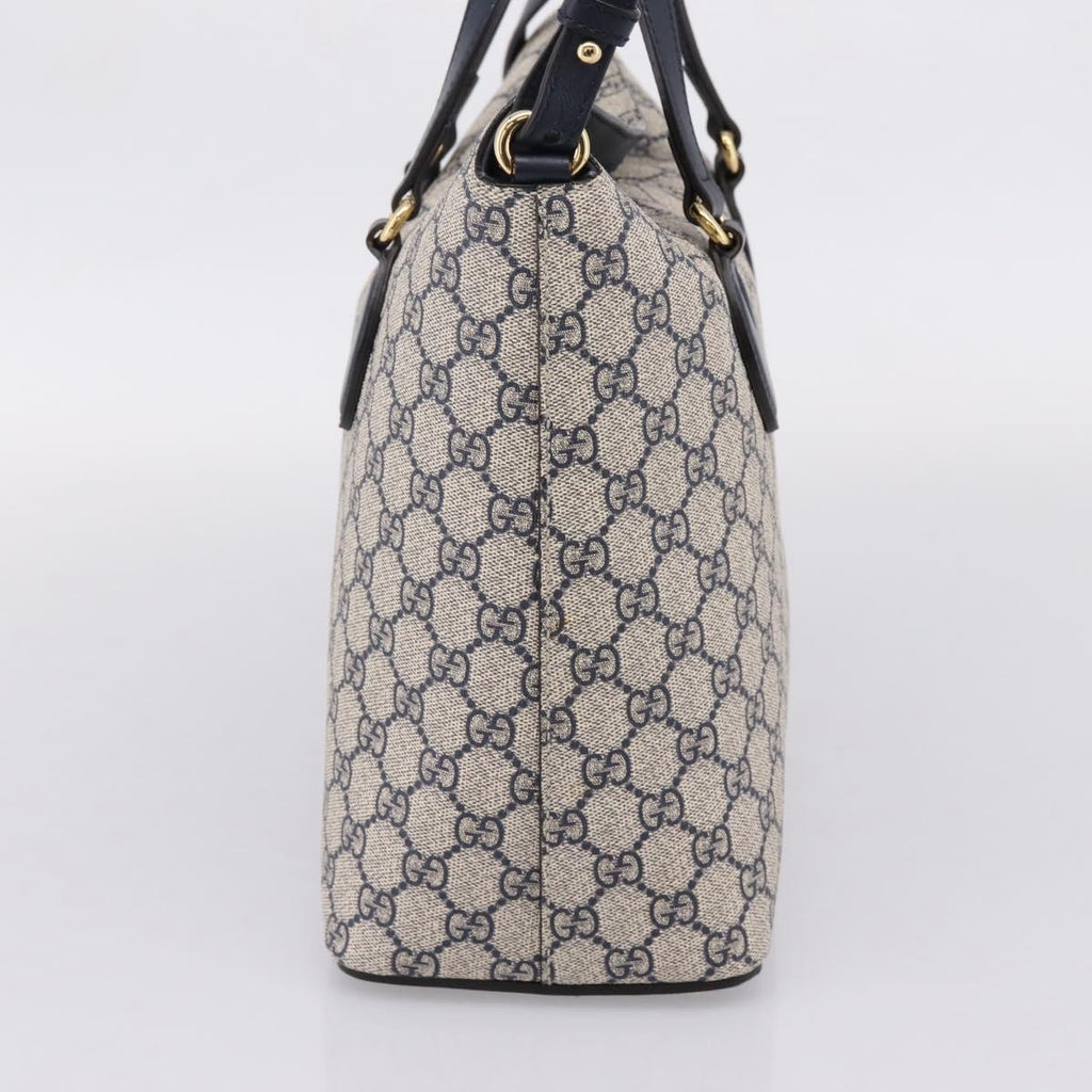 GUCCI GG Supreme Hand Bag PVC 2way Navy Gold Tone 429147 Auth ep16618V