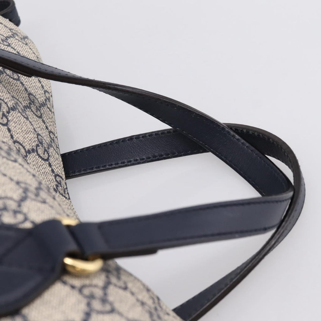 GUCCI GG Supreme Hand Bag PVC 2way Navy Gold Tone 429147 Auth ep16618V