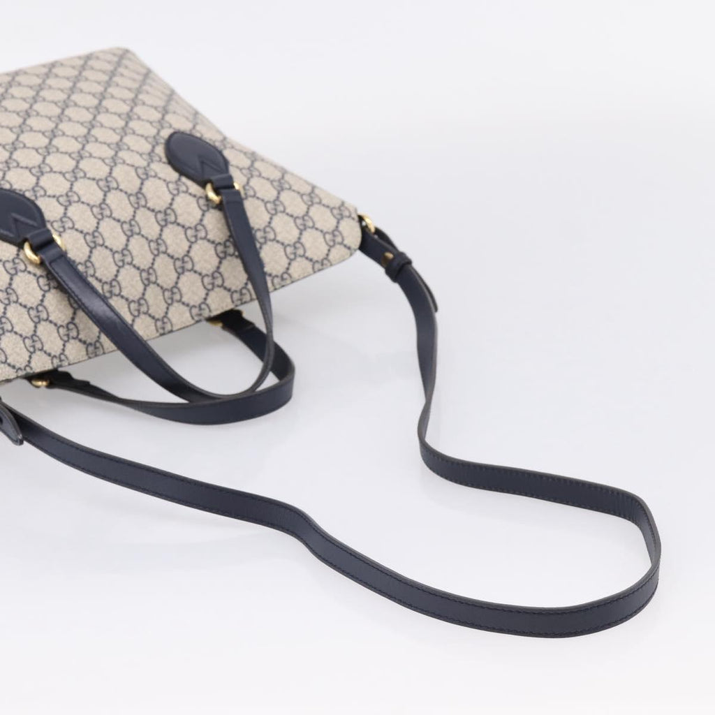 GUCCI GG Supreme Hand Bag PVC 2way Navy Gold Tone 429147 Auth ep16618V