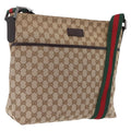 GUCCI GG Canvas Web Sherry Line Shoulder Bag Beige Silver 189751 Auth ep16629V