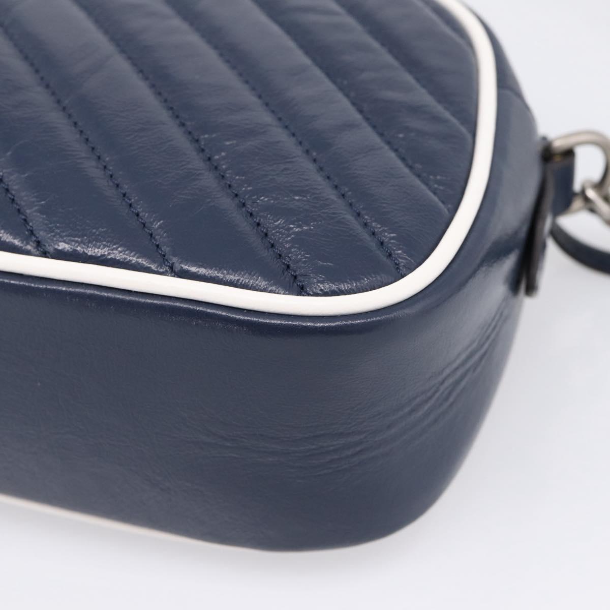 GUCCI GG Marmont Chain Shoulder Bag Leather Navy Silver 447632 Auth ep16656V