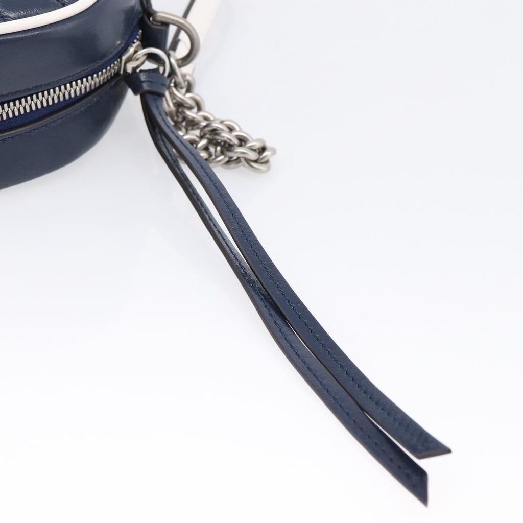 GUCCI GG Marmont Chain Shoulder Bag Leather Navy Silver 447632 Auth ep16656V