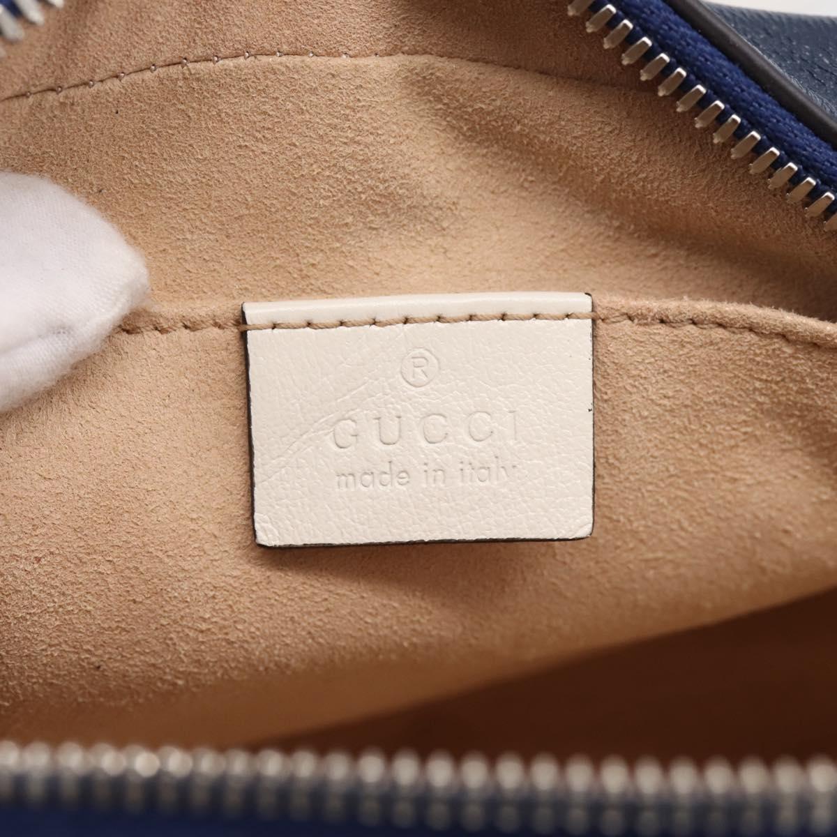 GUCCI GG Marmont Chain Shoulder Bag Leather Navy Silver 447632 Auth ep16656V