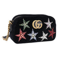 GUCCI GG Marmont Chain Shoulder Bag Velor Black Gold Tone 447632 Auth ep16678M