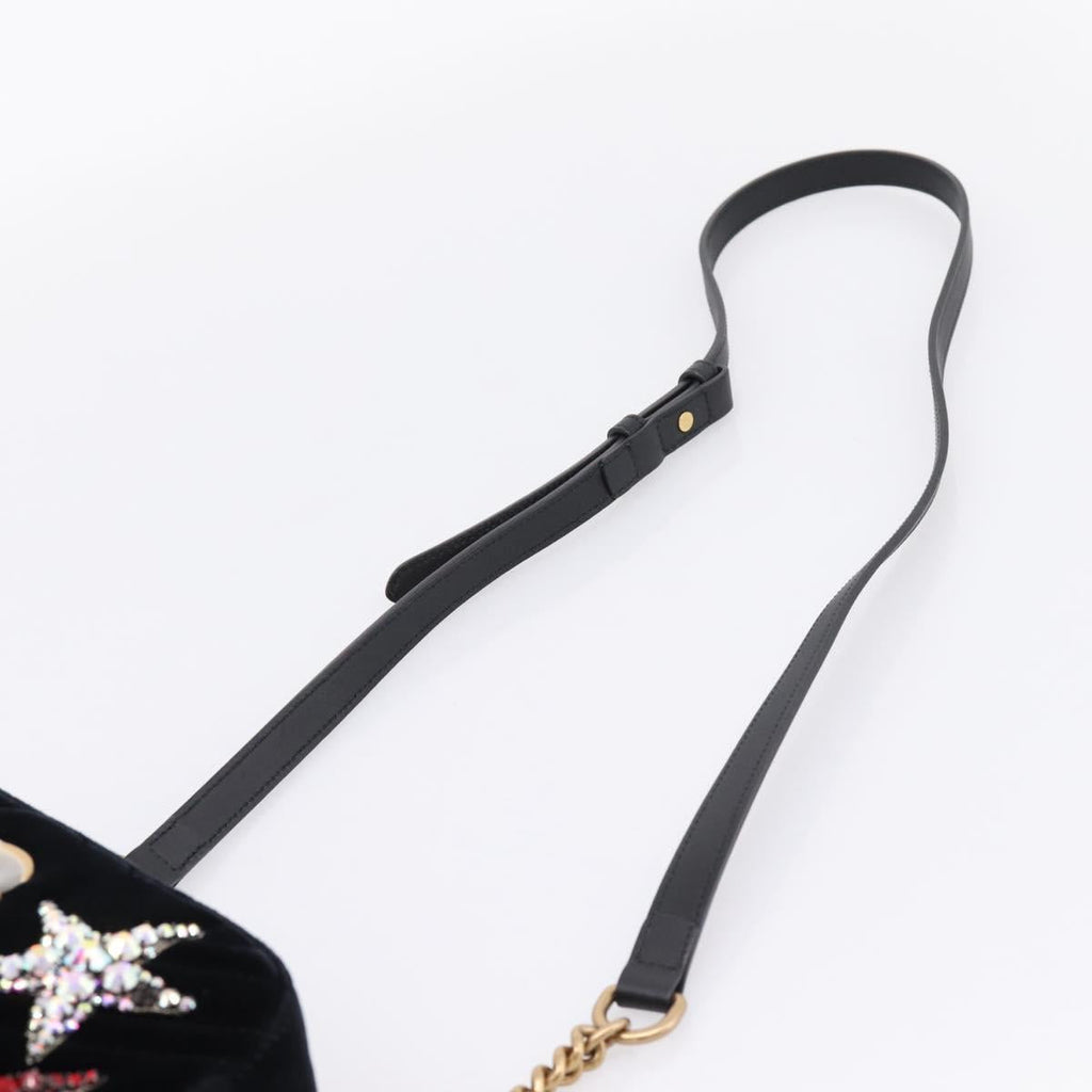 GUCCI GG Marmont Chain Shoulder Bag Velor Black Gold Tone 447632 Auth ep16678M