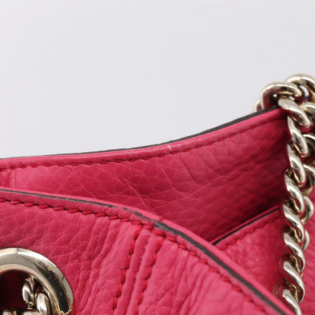 GUCCI Interlocking Soho Chain Tote Bag Leather Pink Gold 308982 Auth ep16700V