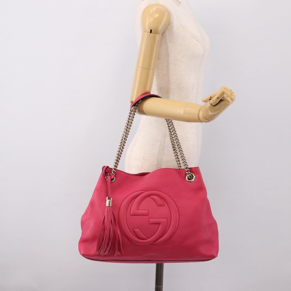 GUCCI Interlocking Soho Chain Tote Bag Leather Pink Gold 308982 Auth ep16700V
