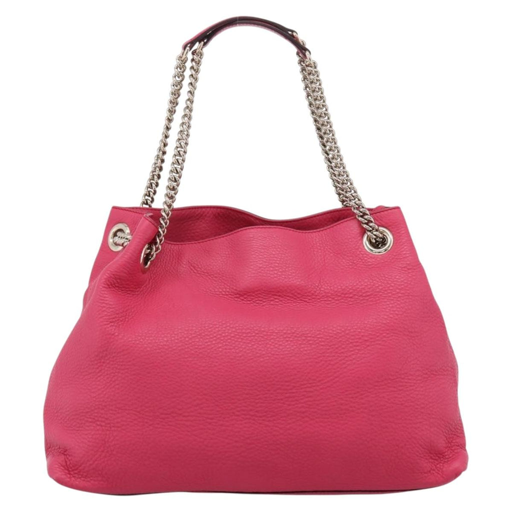 GUCCI Interlocking Soho Chain Tote Bag Leather Pink Gold 308982 Auth ep16700V