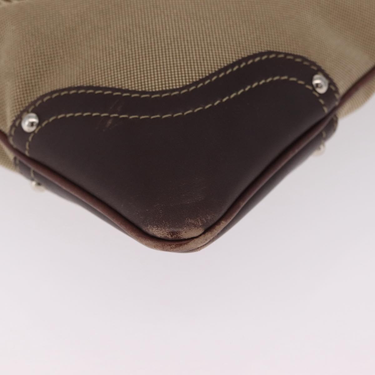 PRADA Shoulder Bag Canvas Beige Silver Auth ep16765