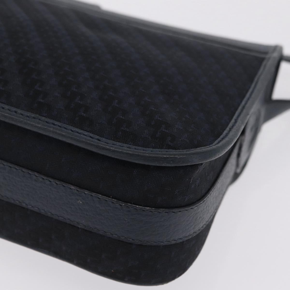 GUCCI Shoulder Bag Canvas Navy Gold Auth ep16775