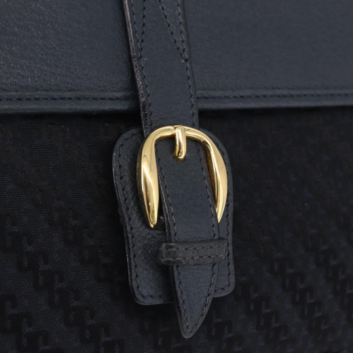 GUCCI Shoulder Bag Canvas Navy Gold Auth ep16775
