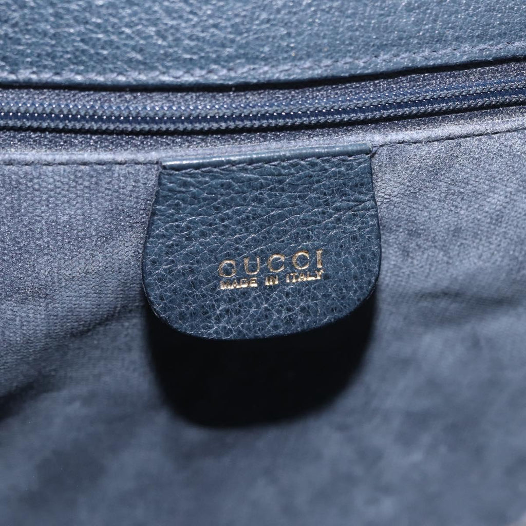 GUCCI Shoulder Bag Canvas Navy Gold Auth ep16775