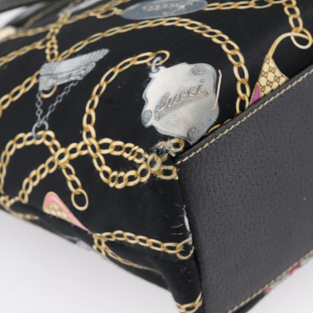 GUCCI Tote Bag Satin Black Gold 253009 Auth ep16818
