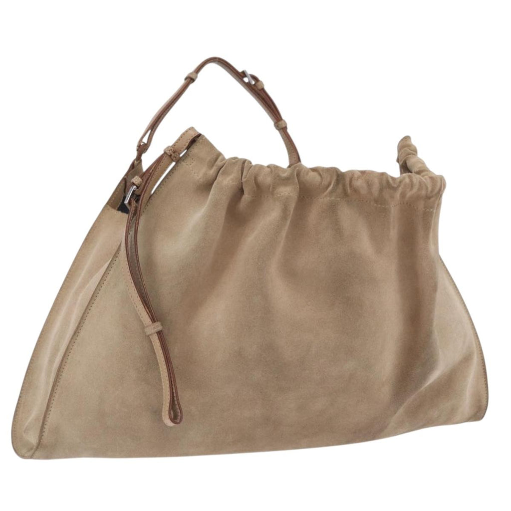 GUCCI Hand Bag Suede Beige 76554 Auth ep16831